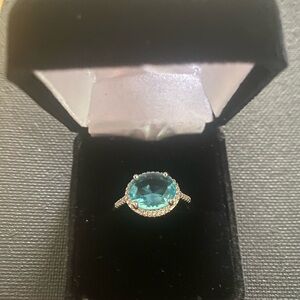Elegant Blue Gemstone Silver Ring